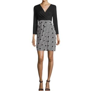 Diane von Furstenberg Women’s Mini Dress Size 8 Black White Geo Stripes Gianna